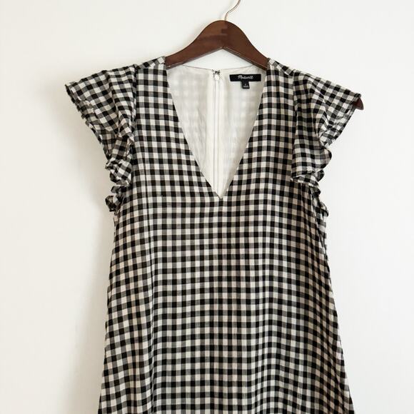 MADEWELL Gingham Flutter Sleeve Mini Dress 0 - Picture 3 of 8